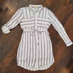 Love Notes Purple and White Striped Mini Dress